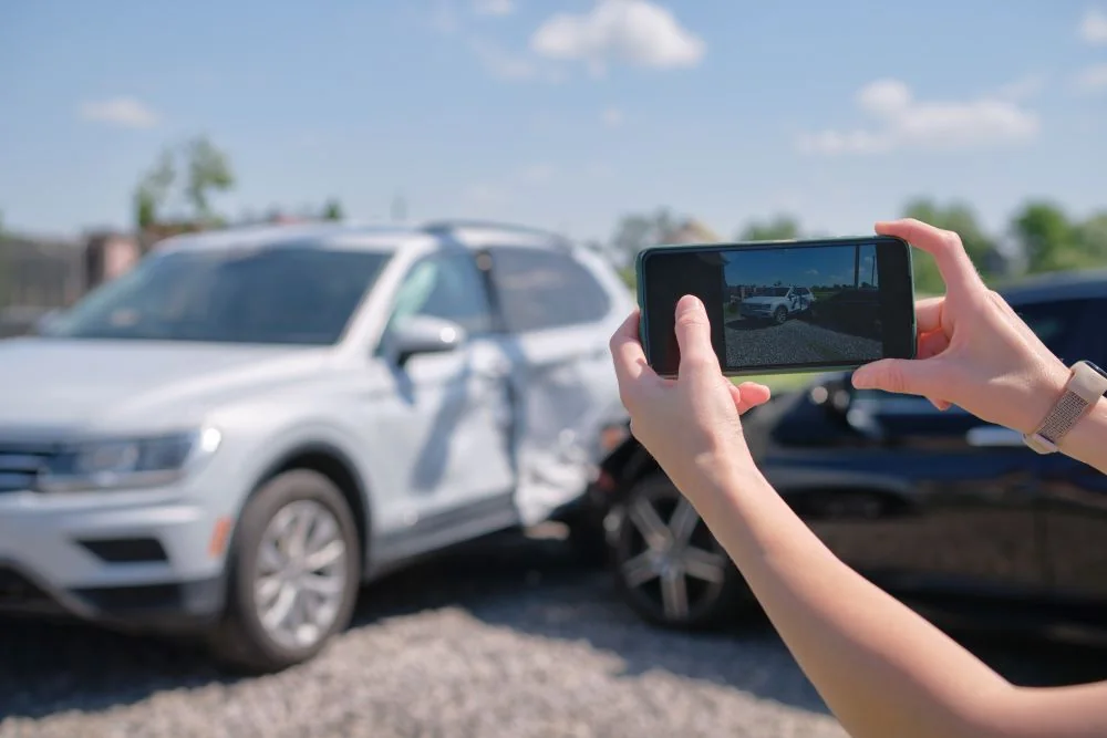 taking photo of car accident